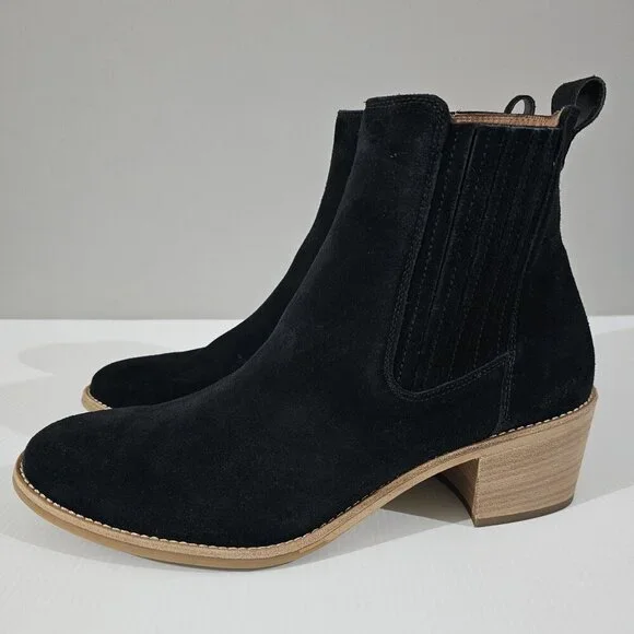 NEW Paul Green Sante Zip Ankle Bootie Western Black Suede UK Size 7